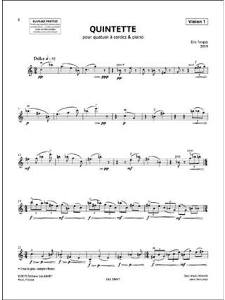 Quintette - Eric Tanguy - Partition - Quintettes